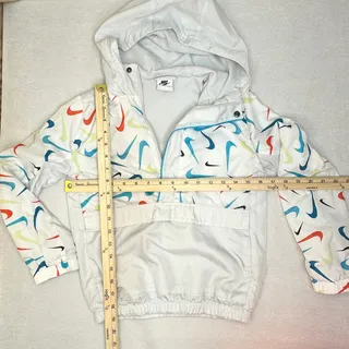 Photo of Nike Swoosh Print Mesh Lined Half Zip Anorak Jacket Small