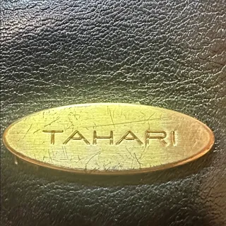 Photo of Tahari Black Leather Gold Chain Crossbody Bucket Bag