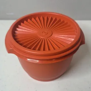 Photo of Vintage Tupperware Orange 886-18 Servalier Bowl and Lid