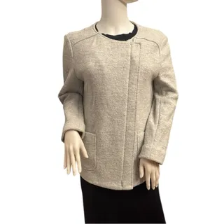 Photo of Banana Republic Gray Wool Blend Asymmetric Zip Front Jacket Size 8