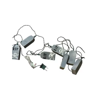 Photo of Vintage Halloween Tombstone String Lights / Retro Light-Up Gravestones|10 Lights