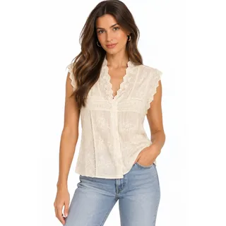 Photo of Charter Club Ivory Lace Trim Sleeveless Blouse EUC Size 6