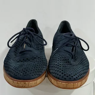Photo of Vince Camuto Nadelle Suede Oxford Navy Blue Perforated Lace Up Women's Size 8.5M