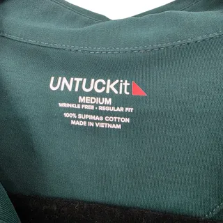 Photo of UNTUCKit Forest Green Wrinkle-Free Cotton Damaschino Long Sleeve Polo Size M