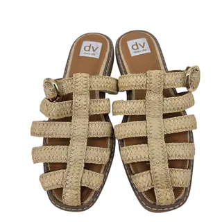 Photo of NWOT DV By Dolce Vita Tan Fyona Woven Raffia Buckle Fisherman Mule Sandal Size 8