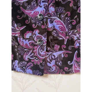 Photo of Charter Club Petite Paisley Corduroy Jacket Black Purple Blue Button Front Boho