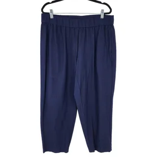 Photo of Eileen Fisher System Blue Pull On Viscose Blend Cropped Trouser Pants Size Large