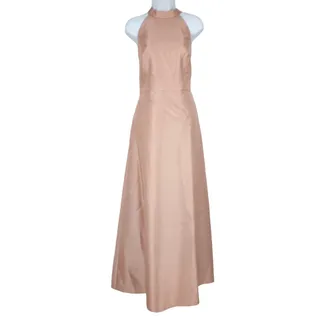 Photo of Alfred Sung Toasted Sugar High Neck Cutout Back Satin Pockets Maxi Dress Size 14