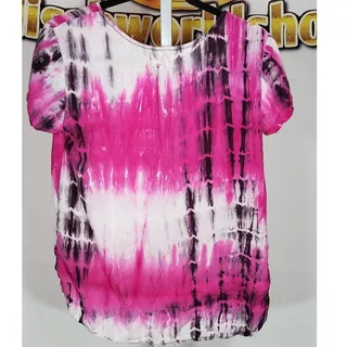 Photo of Chambrai Los Angeles Pink Tie Dye Short Sleeve Pullover Top Size S