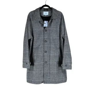 Photo of NWT Goodfellow & Co Car Coat Men’s Large Brown Glen Plaid Preppy Winter Formal