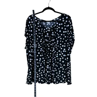 Photo of Worthington Blouse Women’s 3X Black White Polka Dot Plus Size Flowy Stretch Work