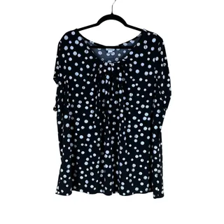 Photo of Worthington Blouse Women’s 3X Black White Polka Dot Plus Size Flowy Stretch Work