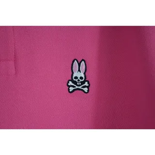 Photo of Psycho Bunny Mens S Hot Pink Pima Cotton Pique Polo Skull Logo Peru
