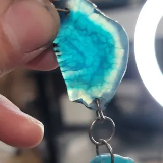 Photo of Barse Blue Agate Beaded Statement Necklace 23"-26" Boho Silver