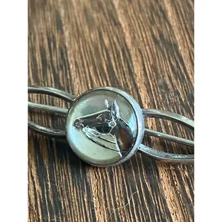 Photo of Goofus Glass Equestrian Horse Sterling Brooch