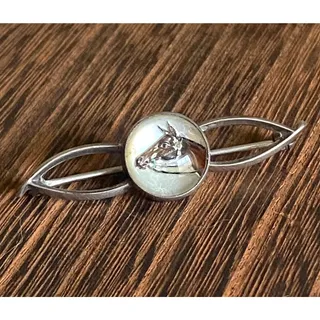 Photo of Goofus Glass Equestrian Horse Sterling Brooch