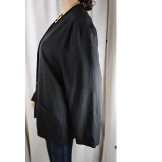 Photo of VTG New York Clothing Co Lagenlook Longline Blazer Black Minimalist USA Medium