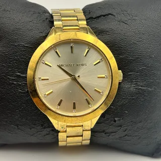 Photo of Michael Kors MK-3465 Slim Runway Gold-tone Stainless Steel Watch, Working