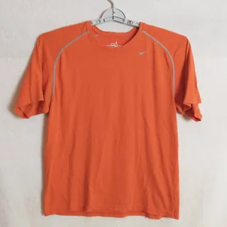 Photo of Vintage Nike Dri FIT Athletic Shirt Orange Gray Stitching Swoosh Mens S