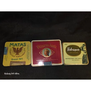 Photo of Vintage Empty Advertising Tins Lot 3 Villiger Princess Java Velasques Matas