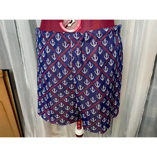 Photo of hot pants 1960s double knit polyester nautical anchor pattern