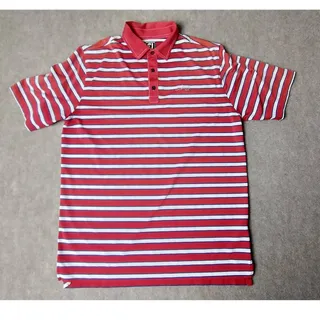 Photo of FootJoy Golf Polo Shirt Mens XL Red White Striped Performance Short Sleeve