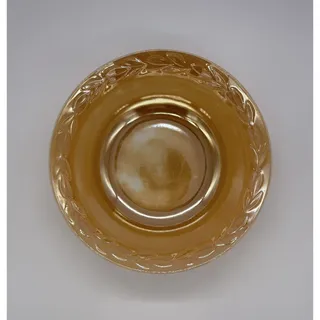 Photo of Vintage Fire King Orange Peach Luster Iridescent Serving Bowl 8 1/4"