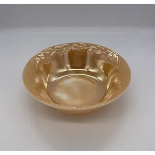 Photo of Vintage Fire King Orange Peach Luster Iridescent Serving Bowl 8 1/4"