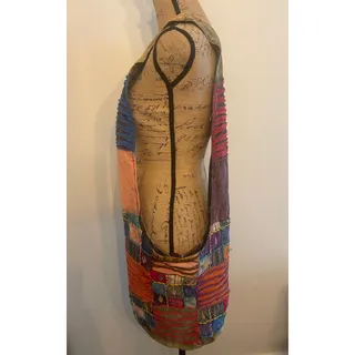 Photo of Boho Crossbody Patch Work Sack or Bag Hippie Vibe Made in Nepal Zipper Pull Missing