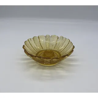 Photo of Vintage Anchor Hocking Amber Sunflower Design Candlestick Holder MCM Mid Century