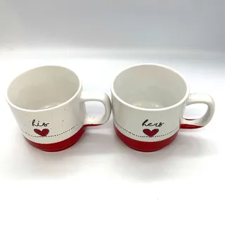 Photo of Sheffield Home Set of His & Hers Heart Mugs Love Valentines Stackable 12 oz
