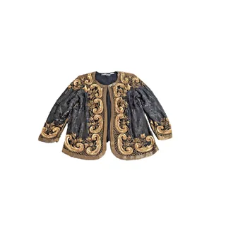 Photo of Mademoiselle Bayonne Black Gold Sequin Beaded Pure Silk Jacket India