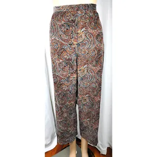 Photo of Rafaella Paisley Corduroy Crop Pants Thin Wale Wide Leg Womens Size 12