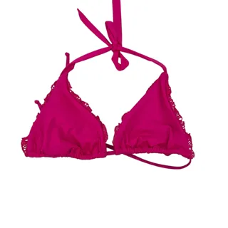 Photo of NWOT Becca Punch Pink Frills Crochet Lace Ruffle Trim Triangle Bikini Top Size M