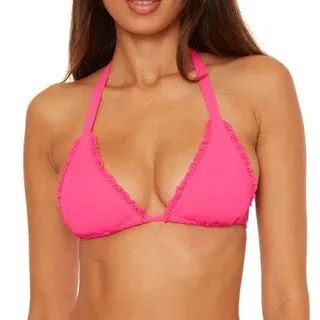 Photo of NWOT Becca Punch Pink Frills Crochet Lace Ruffle Trim Triangle Bikini Top Size M