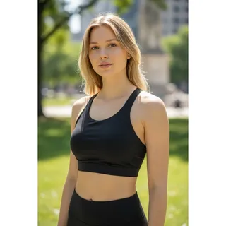 Photo of All In Motion Black Cross Back Sports Bra XXL Medium Support Athletic Workout