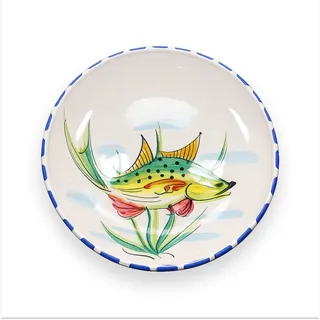 Photo of Vintage Vietri Italian Al Mare Fish Serving Bowl Majolica Hand Painted 14" Round