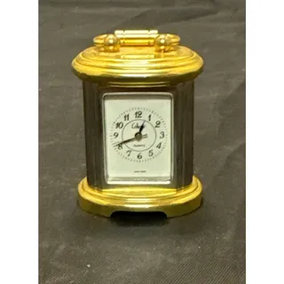 Photo of VTG MOULIN LTD Miniature Brass Carriage Clock Gold Tone Japan Movt Quartz Mantel