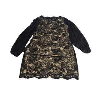 Photo of Tadashi Shoji 12 Black Floral Lace Long Sleeve Mini Dress