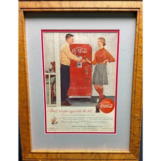 Photo of 1955 Coca-Cola Framed Vintage Print Ad Saturday Evening Post Coke Wall Decor