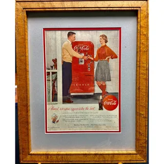 Photo of 1955 Coca-Cola Framed Vintage Print Ad Saturday Evening Post Coke Wall Decor
