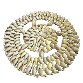 Photo of Vintage 70s Cowrie Seashell Trivet Hot Pad Doily Coastal Boho Decor 8.25"