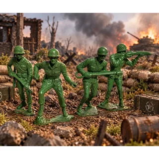 Photo of Vintage 1970s Tim Mee Jumbo Army Men 5 Inch Green Soldier Figures Lot of 4