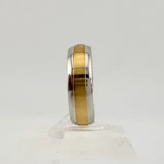 Photo of 10 kt Gold & Stainless Steel Single Diamond Wedding Band Size 12