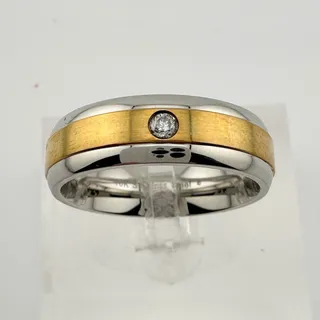 Photo of 10 kt Gold & Stainless Steel Single Diamond Wedding Band Size 12