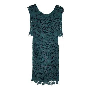 Photo of NWT Boden Layered Emerald Green Floral Lace Cap Sleeve Sheath Dress Size 2