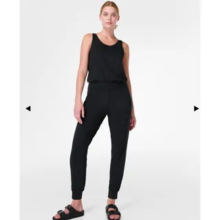 Photo of Sweaty Betty Black Sleeveless Lightweight Pockets Gary Jumpsuit Size Medium