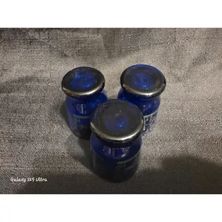 Photo of Vintage Cobalt Blue Silver Etched Mini Cups Set of 3 – Decorative Glassware