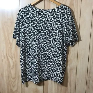 Photo of Apostrophe 16/18W Brown Cream Botanical Floral Knit Blouse Top Plus
