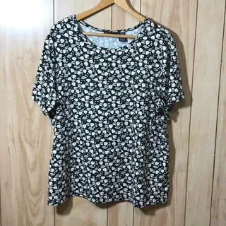 Photo of Apostrophe 16/18W Brown Cream Botanical Floral Knit Blouse Top Plus